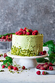 Raspberry pistachio cake