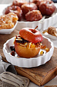 Baked apple stuffed with dried fruits and nuts