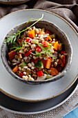 Pearl barley salad with carrots and Jerusalem artichokes