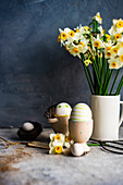 Easter floral card concept with daffodils