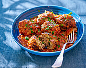 Beef-and-ricotta meatballs in tomato sauce