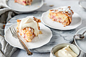 Gluten-free rhubarb and almond cake with cream