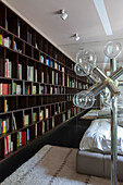 Library shelf and floor lamp with glass globes