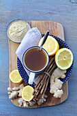 Ginger-lemon-sweetwood drink (for colds)
