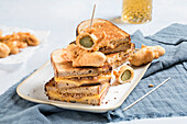 Cheese sandwich with onion jam and pickles