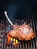 Grilled pork tomahawk steak