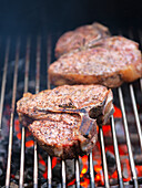 Grilled veal T-bone steaks