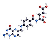 Folic acid, molecular model