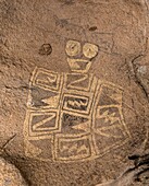 Rock drawing in Hueco Tanks State Historic Site, Texas, USA