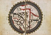 Circular map of the world, 15th century illustration