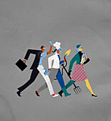 People with two jobs, conceptual illustration
