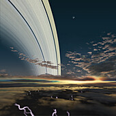 Lightning on Saturn, illustration