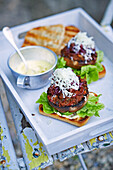 Smoky mushroom burgers with roasted garlic mayo