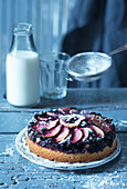 Blueberry pie with pears