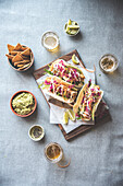Mexican fish taco with avocado and red cabbage