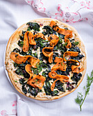 Vegan seaweed pizza and carrot 'salmon