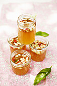 Homemade elderflower jelly in jars