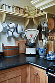 Antique kitchen accessories in vintage-style country-house kitchen