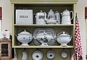 Antique crockery: soup tureens, baking dishes and enamel coffee pots