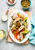 Grilled chicken with courgette and avocado salad