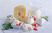 Composition with dairy products