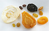 Dried fruit: sultanas, apricots, apple rings, plums and pears