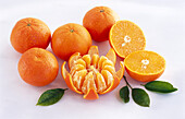 Mandarins, whole, halved, peeled