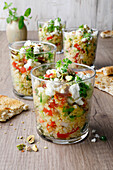 Bulgur salad with tomatoes and feta cheese