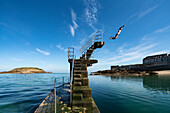 Diving tower at the Plage de Bon-Secours, Brittany, France