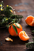 An arrangement of Christmas mandarins