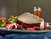 Oven-cooked pork loin with fruity salsa and vegetables