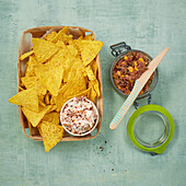 Vegan Tex-Mex spread with nacho chips