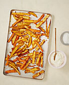 Vegan winter fries with homemade egg-free aioli