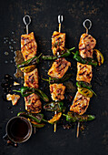 Grilled cod skewers with jalapeno