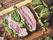 Saddle of veal with herb crust