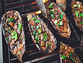 Miso eggplant on the grill