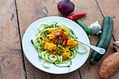 Sweet potato curry on zoodles