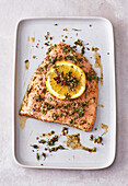 Raw salmon with dill