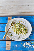 Pea risotto with herbs