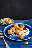 Carrot and parsley falafels with parsley and lemon alioli