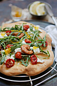Romantic Spring Focaccia with burrata and dry tomatoes