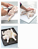 Preparing BBQ spatchcock chicken
