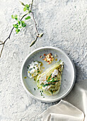 Roasted pointed cabbage with apple salad and tarragon cream