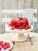 Raspberry and elderflower jelly with pomegranate