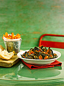 Mussels with chorizo and tomatoes