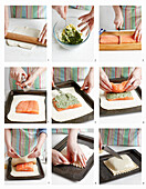 Preparing salmon en croûte