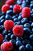 Blueberries and raspberries, close-up