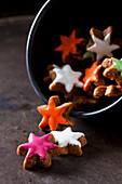 Home-baked coloured cinnamon stars