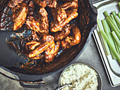 Buffalo chicken wings from the Dutch oven