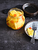 Spicy pineapple pickles with chilli